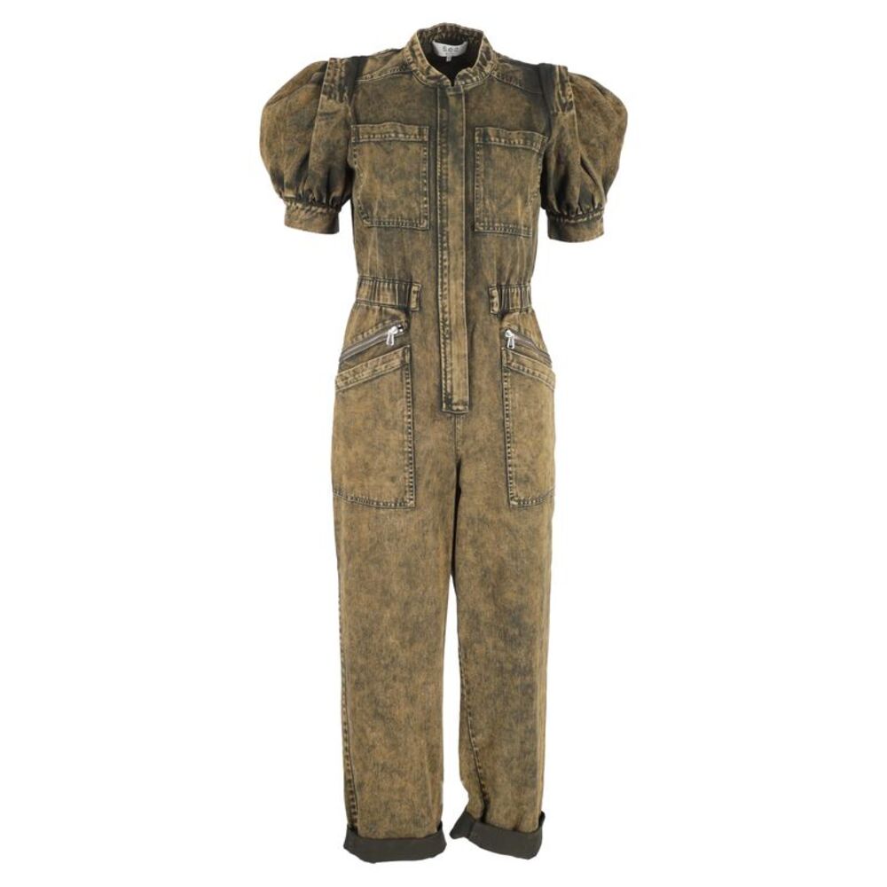 Sea New York Hildur Puffed Sleeve Jumpsuit in Green Cotton